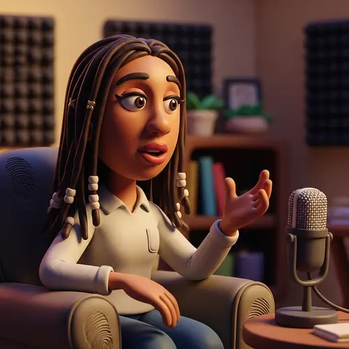 Claymation Podcast Host: A Young Brown Woman