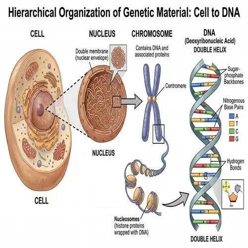 Cell to Nucleus to Chromosome to DNA Representation