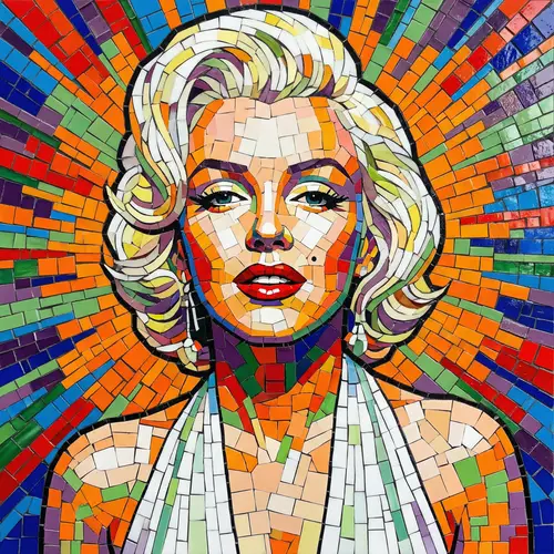 Retro Hollywood Actress Mosaic | Pop Art Style