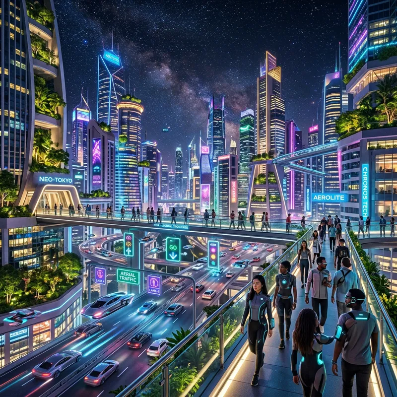 Futuristic City with Dazzling Skyscrapers and Advanced Technology
