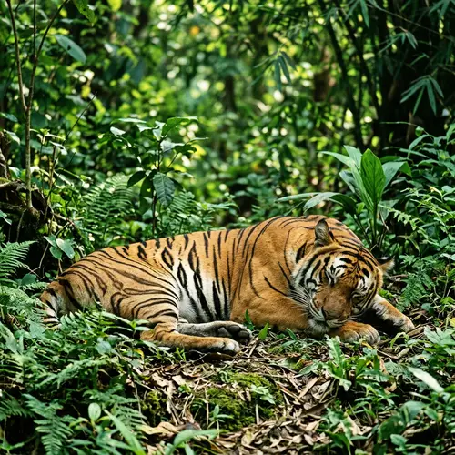 Tranquil Sleeping Tiger in Wild Habitat