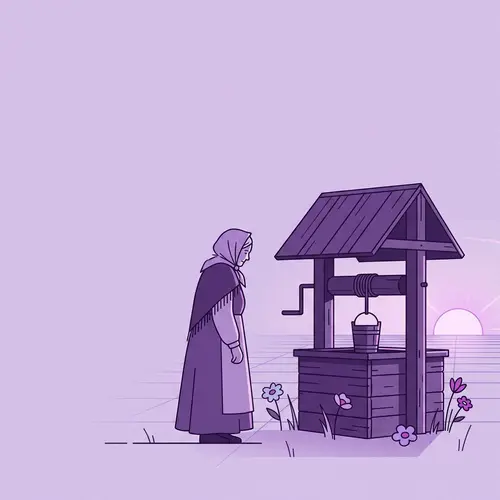 Caucasian Grandmother in Russian Folk Attire at Dawn