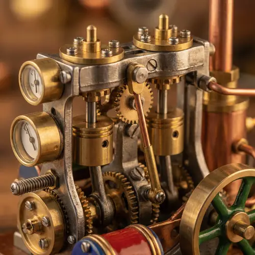 Steampunk Mechanical Engine: Gears & Piston Intricacies