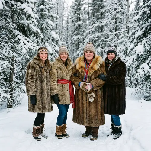 Beautiful Métis Women in Fur Coats - Saskatchewan Winter