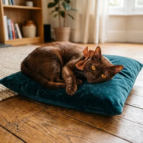 Chestnut Brown Short-Haired Cat in Conventional Setting