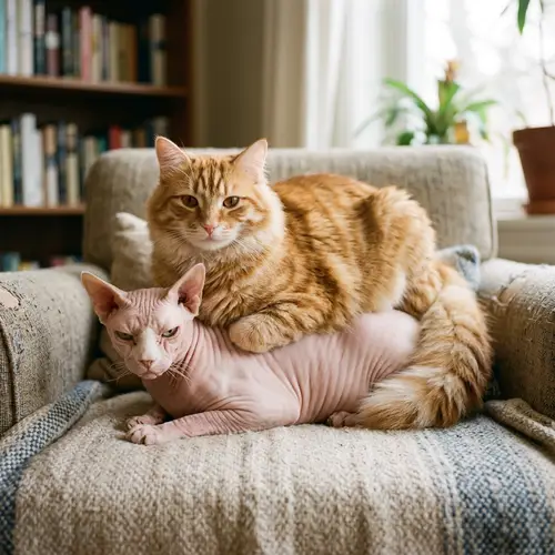 A Cat Sitting Over Another Cat: Feline Fun