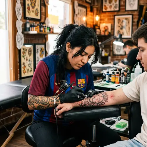 Hispanic Female Tattoo Artist | Football Club T-Shirt Design