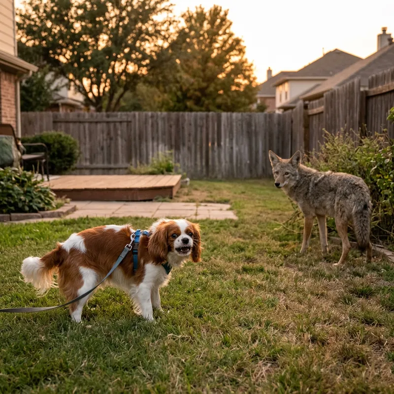 Fearless Cavalier King Charles Dog Protects Against Coyote Fearless Cavalier King Charles Dog Protects Against Coyote