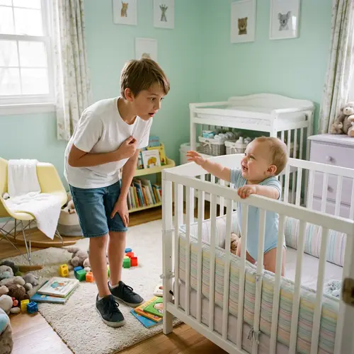 Curious 12-Year-Old Encounters Baby in Nursery Room