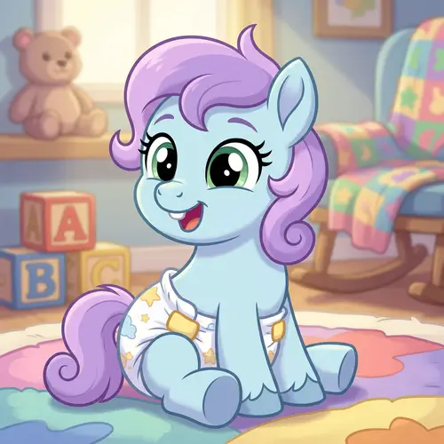 Adorable Cartoon Pony-Like Creature with Single Milk Tooth