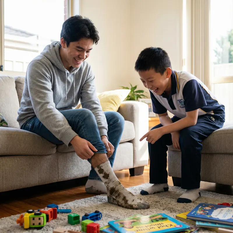 Fun Playtime: Chinese Swedish Boy's Sock Antics Fun Playtime: Chinese Swedish Boy's Sock Antics