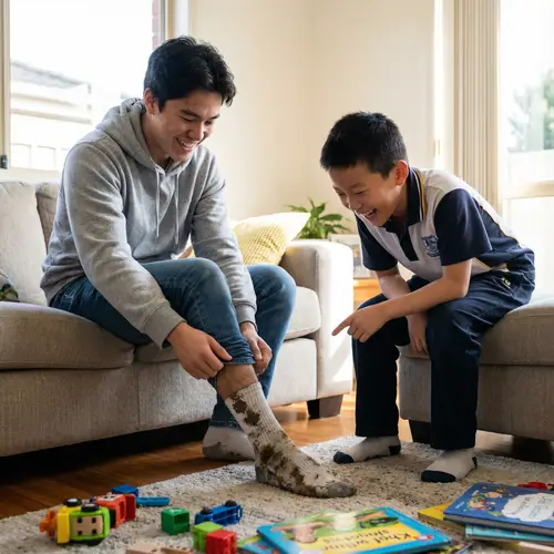 Fun Playtime: Chinese Swedish Boy's Sock Antics