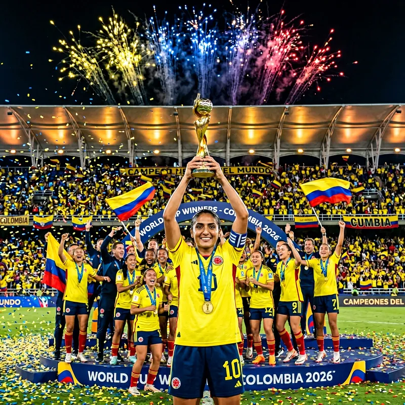 Colombia Wins World Cup: Joyful Moment with Fans and Trophy
