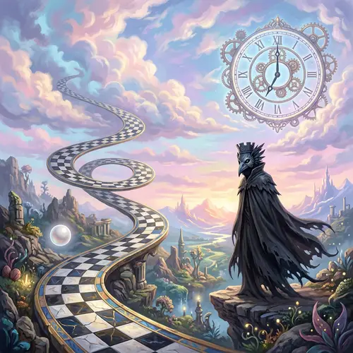 Ethereal Landscape | Twisted Path & Floating Clock