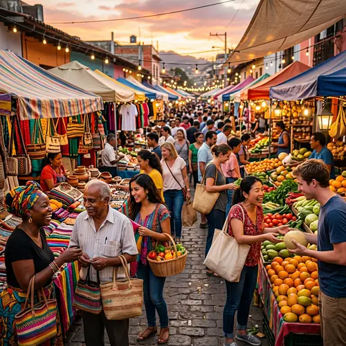 Vibrant Open-Air Market: Fresh Produce, Handmade Goods & More