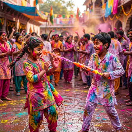 Krishna & Radha Celebrate Holi | Colorful Festivities