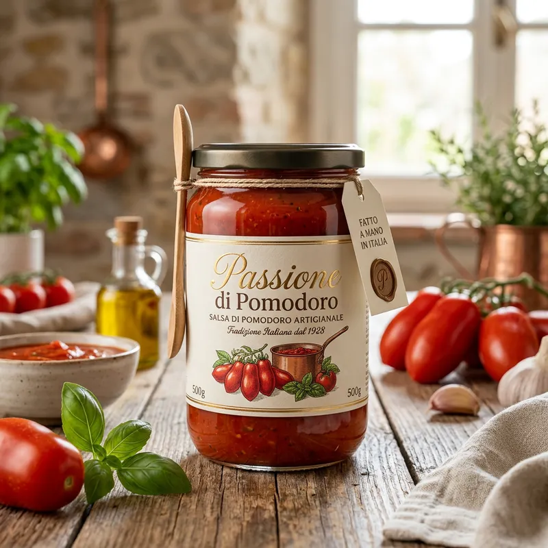Elegant Tomato Sauce Packaging - Passione di Pomodoro Elegant Tomato Sauce Packaging - Passione di Pomodoro