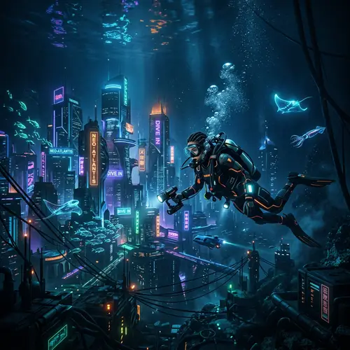 Diving into Underwater Cityscapes: A Cyberpunk Adventure