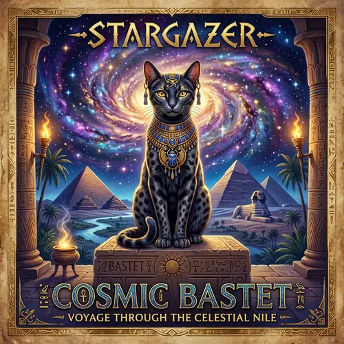 Cat in Ancient Egypt with Galaxy - Album Cover Art
