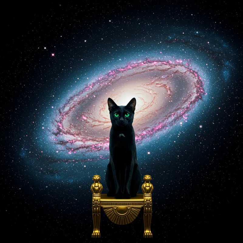 Cat in Ancient Egypt with Galaxy - Album Cover Art