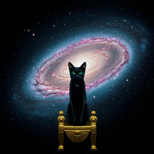 Cat in Ancient Egypt with Galaxy - Album Cover Art