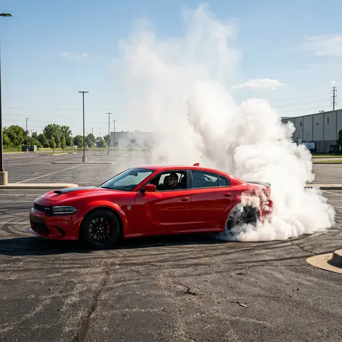 Red Dodge Charger Hellcat Burnout: Power & Performance