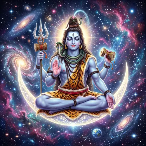 Lord Shiva in Majestic Cosmos | Serene Deity of Hindu Mythology