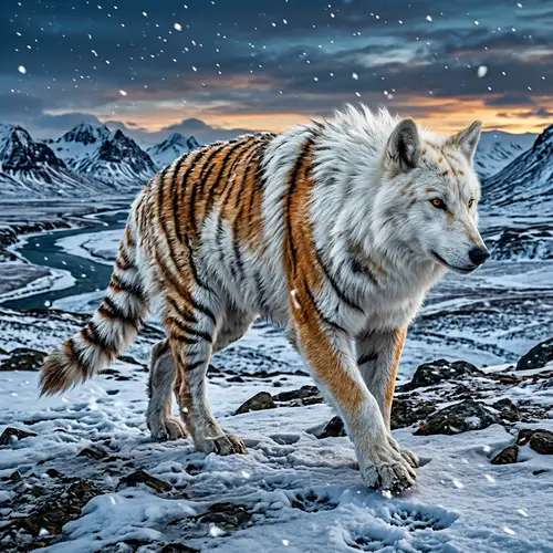 Arctic Wolf Bengal Tiger Hybrid: Majestic Creature of the North