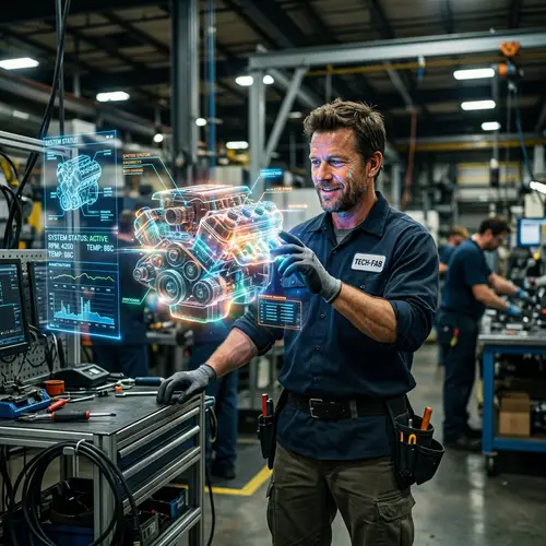 Caucasian Male Worker Utilizing Augmented Reality Technology