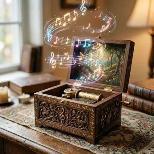 Magical Music Box with Dancing Notes