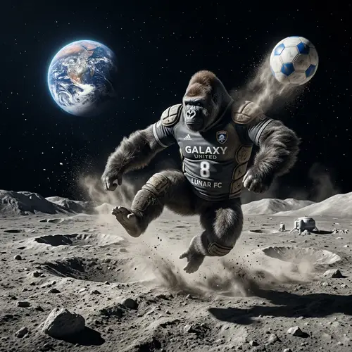 Muscular Gorilla Playing Soccer on Moon | Unique Sports Scene