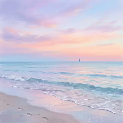 Tranquil Ocean Scene in Soft Pastel Colors