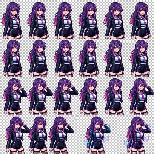 Cyberpunk Anime Girl Pixel Art - Vibrant Neon Style