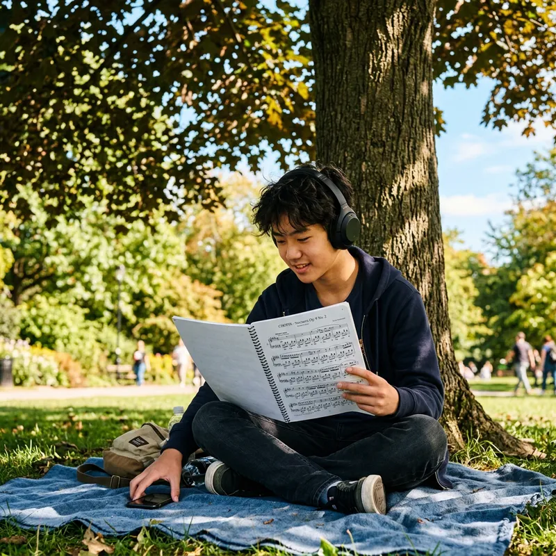 Boy Listening to Music with Headphones