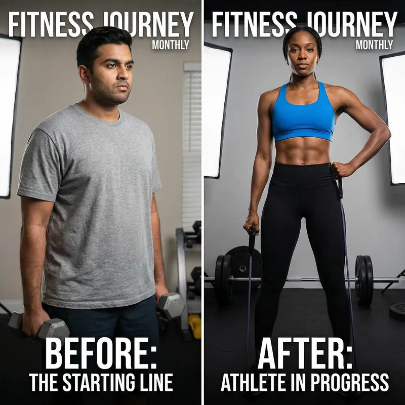 Fitness Transformation | Vibrant Colors & Dynamic Poses Fitness Transformation | Vibrant Colors & Dynamic Poses