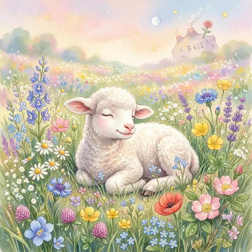 Enchanting Little Prince Lamb in Flower Field