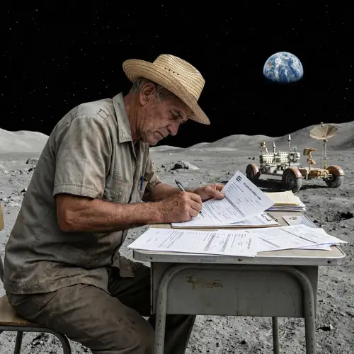 Cuban Man Doing Taxes on the Moon - Intense Focus | Website