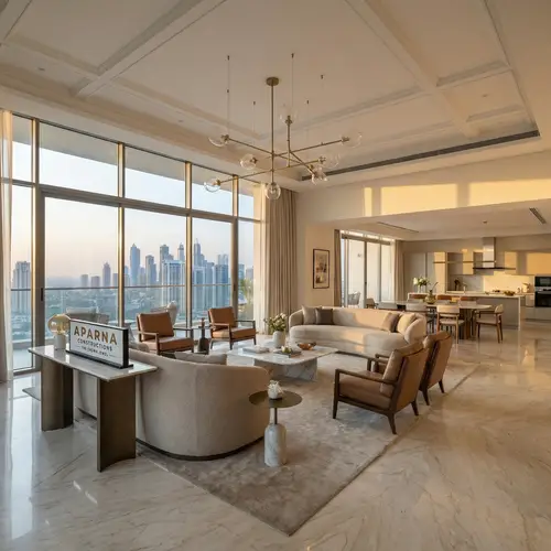 Luxury 3 BHK Apartment Living Room by Aparna Constructions