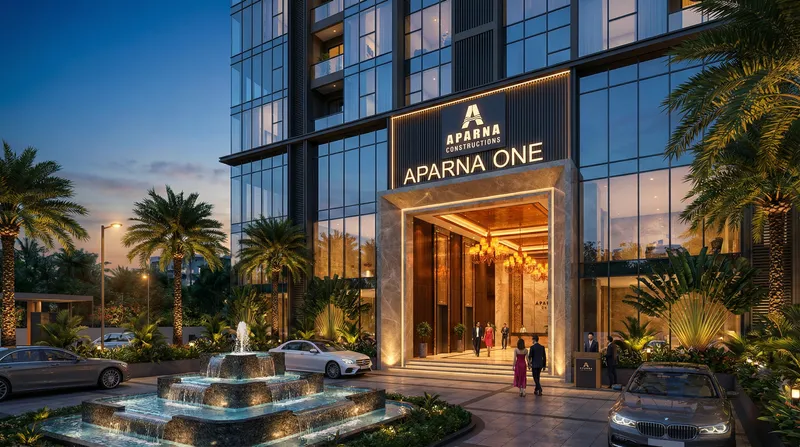 Luxury High-Rise Apartment Entrance Visualization