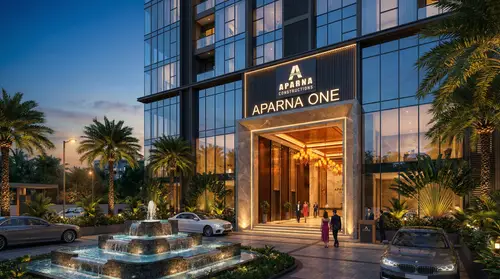 Luxury High-Rise Apartment Entrance Visualization