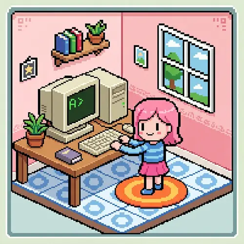 Minimalist Pixel Art of Monochrome Computer