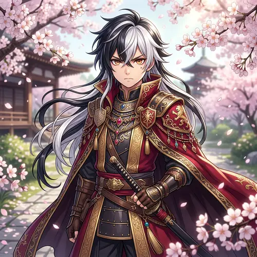 Black and White-Haired Anime Boy | Determined Character in Royally Designed Cloak