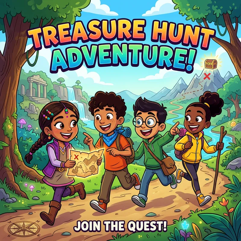4 Adventurous Friends Treasure Hunt 2D Cartoon 4 Adventurous Friends Treasure Hunt 2D Cartoon