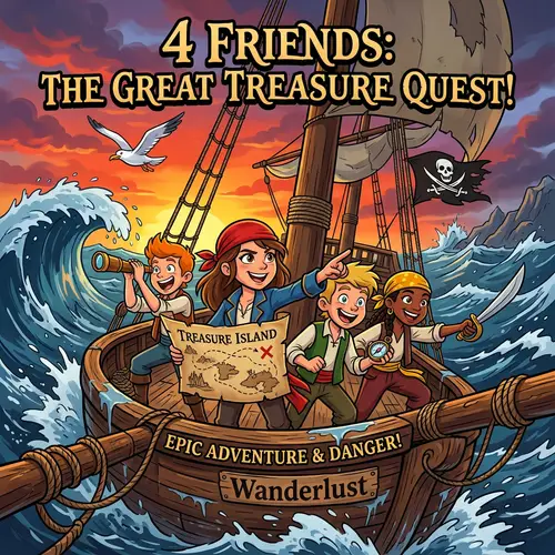4 Friends Treasure Hunting Adventure | Cartoon Thumbnail