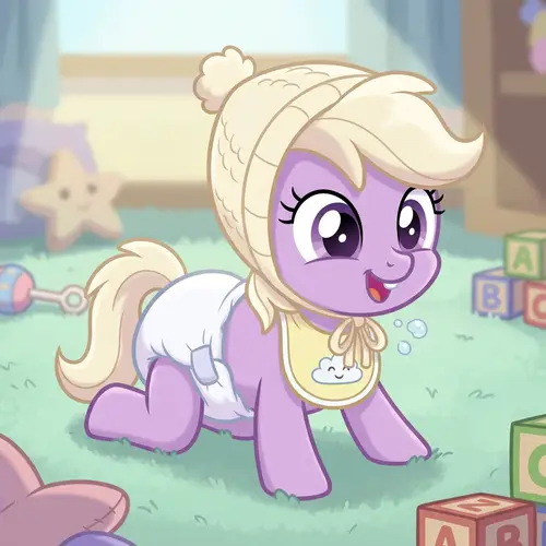 Adorable Baby Pony in Diapers with Bib and Hat