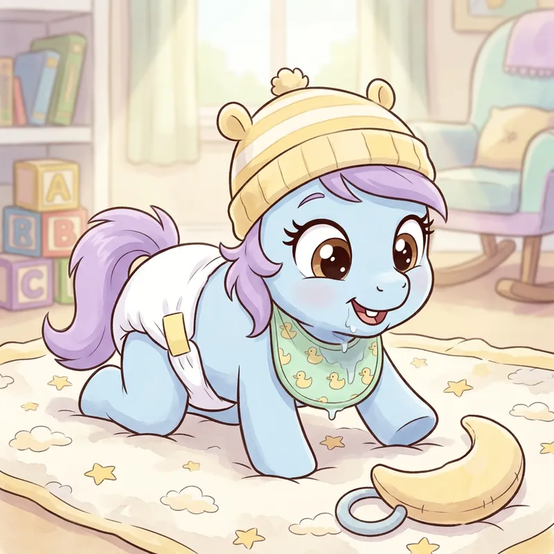 Cute Baby Pony in Diapers | Newborn Cartoon Character