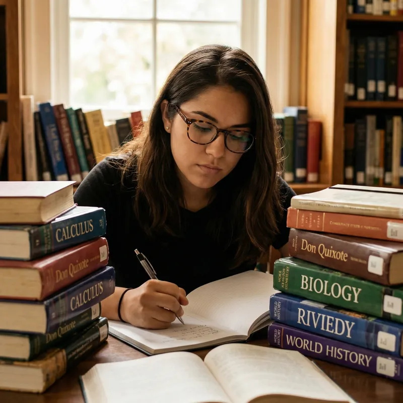 Confident Hispanic Student Studying Intently