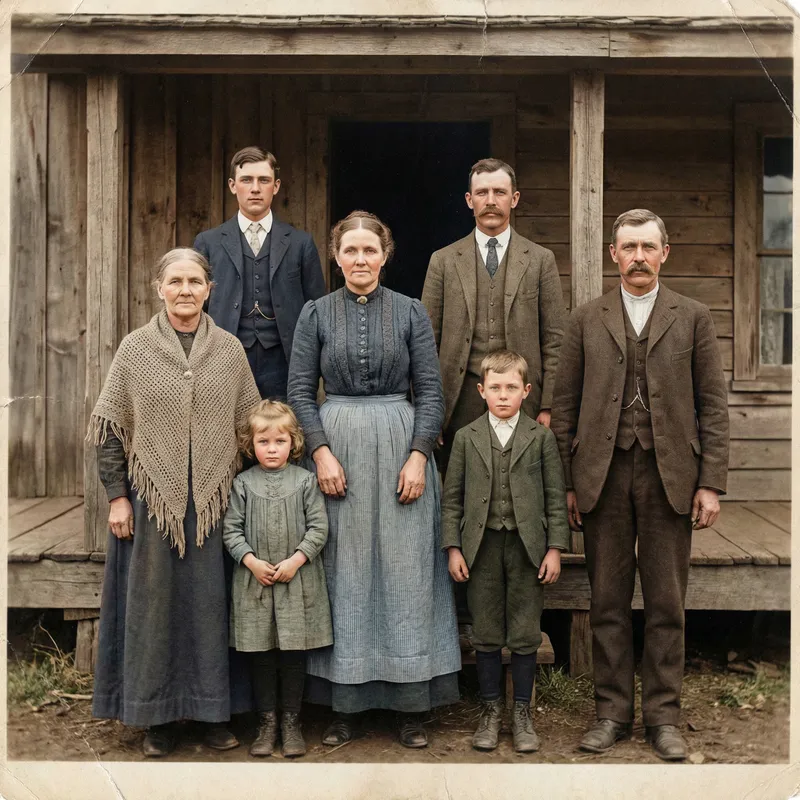 Restored Vintage Family Photograph - Enhance Your Memories