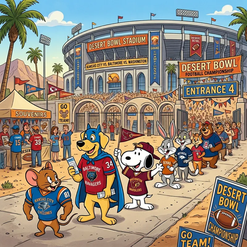 Vintage Cartoon Characters at Super Bowl Event in Las Vegas