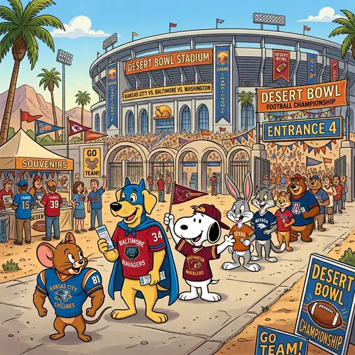 Classic Animated Characters at Football Championship Event